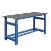 Établi de soudeur réglable à la main en acier, piétement bleu RAL 5015