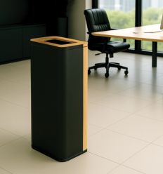 Poubelle bureau design - effet bois clair - Mise en situation