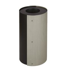 Poubelle bureau design cylindrique - effet bois clair et noir