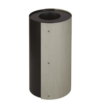Poubelle bureau design cylindrique - effet bois clair et noir