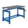 Établi table soudeur réglable par manivelle, piétement bleu RAL 5015