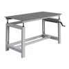 Établi table soudeur réglable par manivelle, piétement gris clair RAL 7035