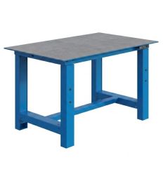 Établi de soudage réglable électriquement, piétement bleu RAL 5015