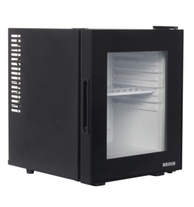 Minibar 20 L hôtel avec vitre transparente et intérieur blanc