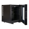 Mini bar 20 L pour hôtel avec porte vitrée ouverte et intérieur noir