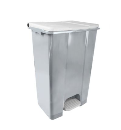Poubelle HACCP en plastique recyclé sur roulettes Gris / Blanc