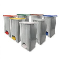 Poubelle HACCP en plastique recyclé sur roulettes coloris au choix
