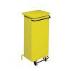 Poubelle HACCP en acier coloré sur roulettes jaune