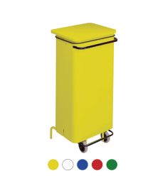 Poubelle HACCP en acier coloré sur roulettes