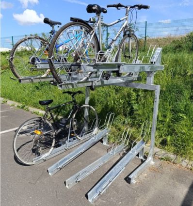 Rack à vélo 2 étages - 8 places en acier galvanisé Rack à vélo 2 étages - 8 places en acier galvanisé