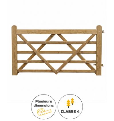 Barriere agricole à un vantail en bois épicéa de classe IV