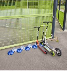 Mise en situation du support trottinette modulable décalé