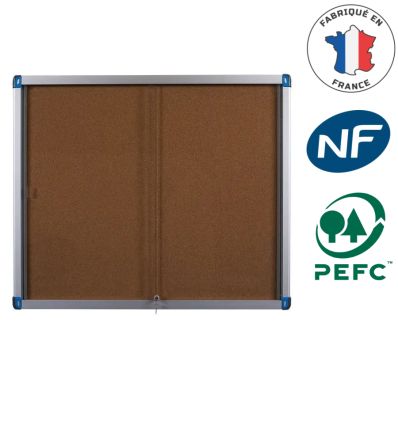 Vitrine d'affichage intérieur Porte coulissante fond liège - 6A4 à 24A4