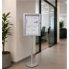 Vitrine d'affichage intérieur sur pied 4 A4 métal argent démo