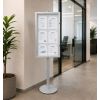 Vitrine d'affichage intérieur sur pied 6 A4 métal argent démo
