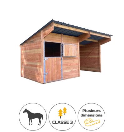 Abri box pour cheval avec toit couleur ardoise