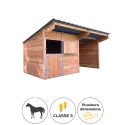 Photo : Abri box pour chevaux Bleu ardoise RAL 5008 - 3 x 3 m - Sans déchargement par chariot embarqué - 3 x 3 m - À gauche