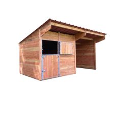 Abri et box pour cheval avec toit couleur brique