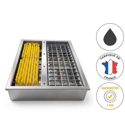 Lave bottes avec caillebotis et brosses pour désinfection des semelles