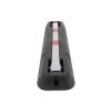 Poteau de parking rabattu en acier rouge et blanc avec socle de protection