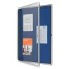 Vitrine d'affichage intérieur bleu feutre 9 A4 ouverte