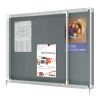 Vitrine d'affichage intérieur feutre gris coulissante A4 x 8 ouverte