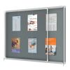 Vitrine d'affichage intérieur feutre gris coulissante A4 x 18 ouverte