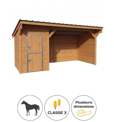 Abri pour chevaux 3 x 4 m avec sellerie attenante 2 x 3 m - Toit couleur Ardoise