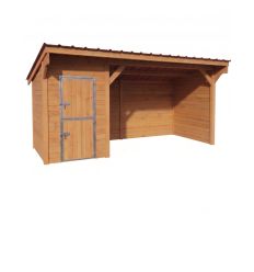Abri pour cheval ou poney en bois 3 x 4 m avec sellerie fermée de dimensions 3 x 2 m - toit couleur brique