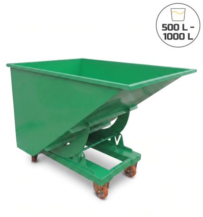 Benne auto basculante verte 500-1000L