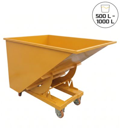 Benne auto basculante jaune 500-1000L