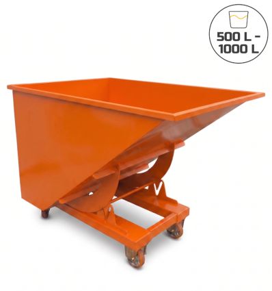 Benne auto basculante orange 500-1000L