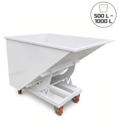 Benne auto basculante blanche 500-1000L