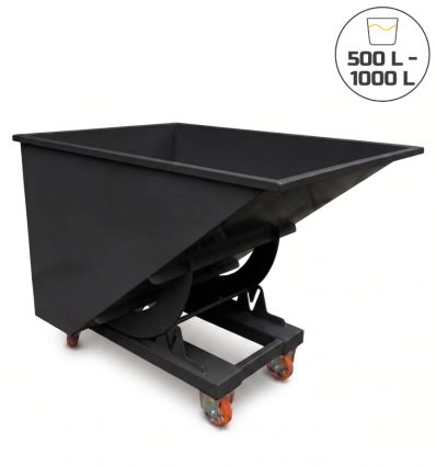 Benne auto basculante noire 500-1000L