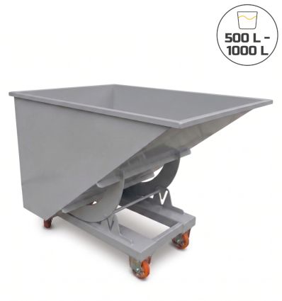 Benne auto basculante grise 500-1000L