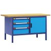 Table atelier acier 3 tiroirs et 1 porte, largeur 1500 mm