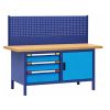Table atelier acier 3 tiroirs et 1 porte, avec panneau perforé en option