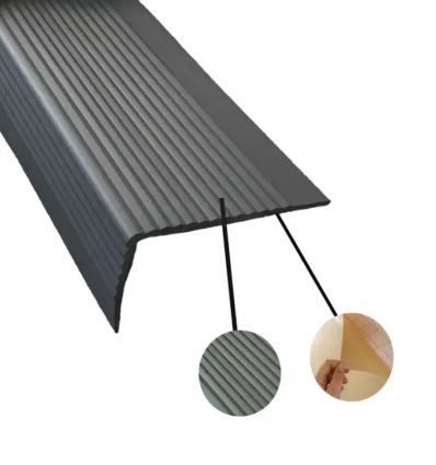 Nez de marche en L adhésif en pvc souple gris