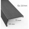 Dimensions nez de marche en pvc souple à cornière fixation adhésive