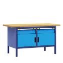 Photo : Établi d'atelier en acier 2 tiroirs et 2 portes 1500 mm - Sans