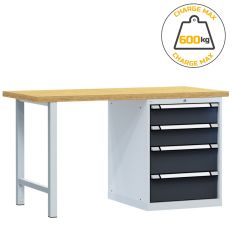 Établi d'atelier en acier 4 tiroirs, charge admissible 600 kg