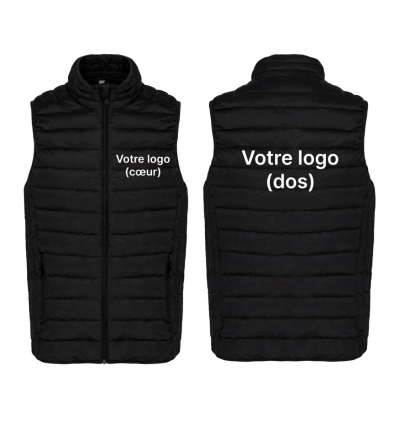Doudoune noire sans manche personnalisé entreprise homme