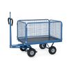 Char à bras 1250 kg à ridelles grillagées - H. 600 mm - Roues gonflables / mousse avec oeillet