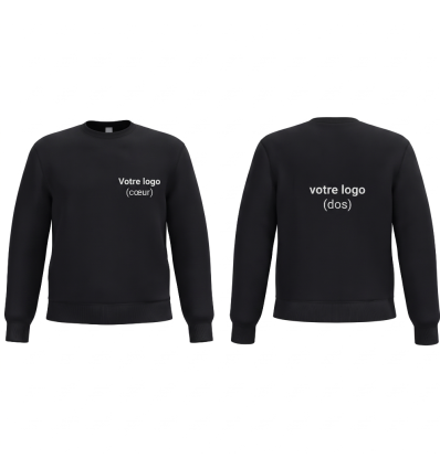 Sweat shirt noir entreprise​ col rond personnalisé