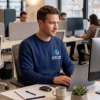 Sweat shirt​ col rond personnalisé logo entreprise