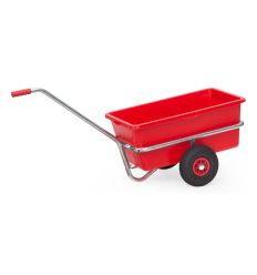 Char à bras à 2 roues galvanisé, cuvette plastique rouge 90 litres