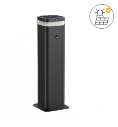 Borne eclairage exterieur solaire carrée 1000 mm avec panneau solaire et détecteur de mouvement