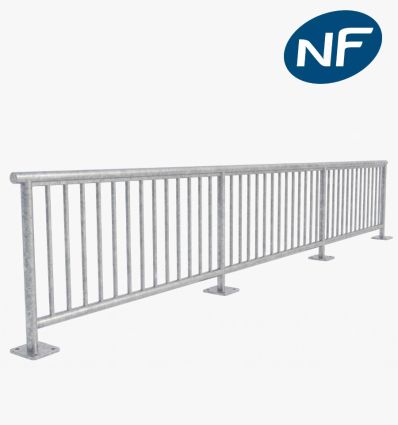 Garde corps F76 métal ECO - 6 mètres - Pont ou Bordure