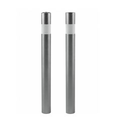 Potelet inox à sceller avec bande réfléchissante blanche, tête plate ou bombée, pour délimiter les zones piétonnes
