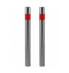 Potelet inox à sceller avec bande réfléchissante blanche, tête plate ou bombée, pour délimiter les zones piétonnes